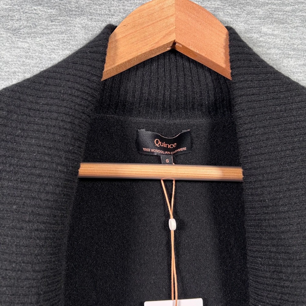 Quince Mongolian Cashmere Open Cardigan Womens S Black Shawl Collar NWT - Picture 4 of 8